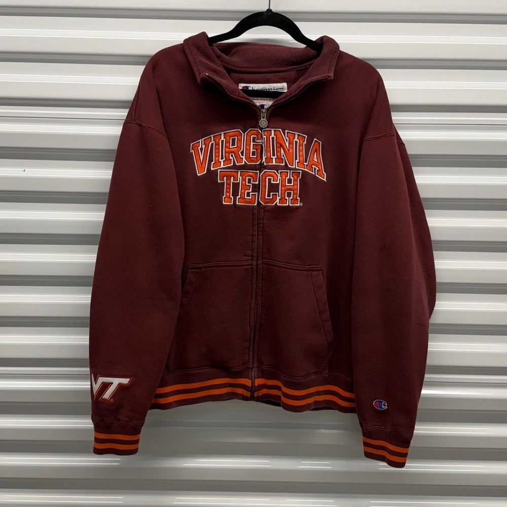 Vintage 90s Virginia Tech University Embroidered Full Zip Mens Large Jacket